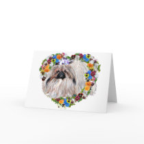 Pekingese in a Floral Heart Greeting Card