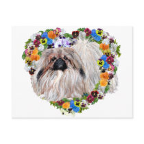 Pekingese in a Floral Heart Post Card