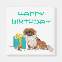 Pekingese in a Party Mood Fridge Magnet
