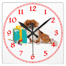 Pekingese in a Party Mood Wallclock