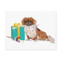 Pekingese with Present Postcard