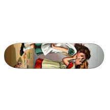 Pelea de la muñeca de las niñas del vintage tablas de skate