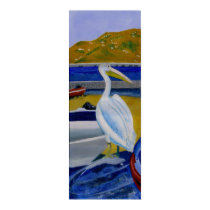 Pelican and Boats posters
