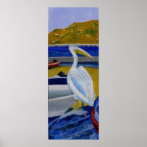 Pelican and Boats Posters