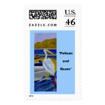 Pelican and Boats (Stamp)