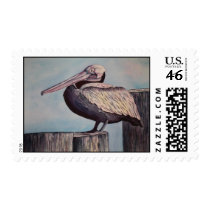 Pelican Watercolor Art Postage Stamp