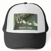 Pelicans Crossing, Seadrift, Texas hats by mactraks Pelicans Crossing, Seadrift, Texas hats