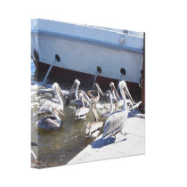 Pelicans & Fishing Boat Wrapped Canvas