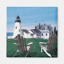 Pemaquid Lighthouse and Two Chairs Magnet