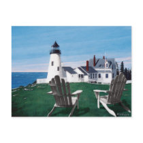 Pemaquid Lighthouse and Two Chairs Postcard