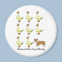 Pembroke Welsh Corgi Herding Ducks magnets by MenagerieMayhem Pembroke Welsh Corgi Herding Ducks magnets