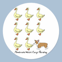 Pembroke Welsh Corgi Herding Ducks stickers by MenagerieMayhem Pembroke Welsh Corgi Herding Ducks stickers