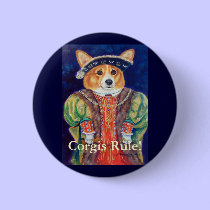 Pembroke Welsh Corgi King Button Pins