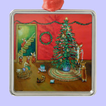 Pembroke Welsh Corgi Ornament Square Premium ornaments