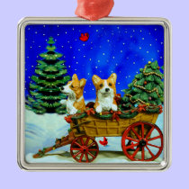 Pembroke Welsh Corgi Ornament Square Premium ornaments