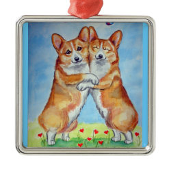Pembroke Welsh Corgi Ornament Square Premium ornament