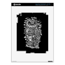 Pen and ink tattoo style owl illustration skins