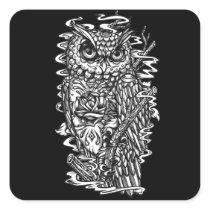 Pen and ink tattoo style owl illustration stickers