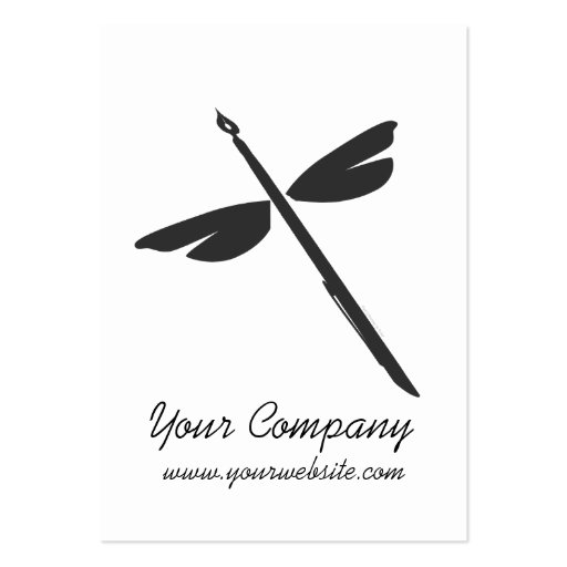 Pen and Wings Abstract Dragonfly Writer Logo Business Card Templates (back side)