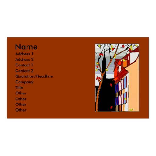 Pen on back Autumn scene on front Business Card Template (front side)