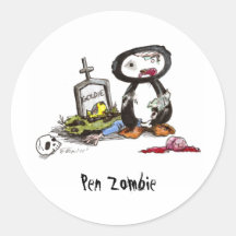 Pen Zombie Round Stickers