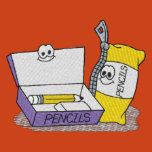 pencil, purple, cartoon, gold, bag, box, school,