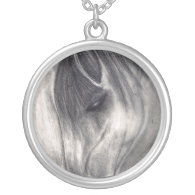 Pencil Drawing - Horse Grazing Custom Necklace