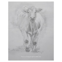 Pencil Drawing of a Cow walking towards you Full Color Flyer