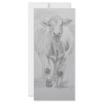 Pencil Drawing of a Cow walking towards you Customized Rack Card