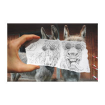 Pencil Vs Camera - Crazy Donkeys Gallery Wrapped Canvas
