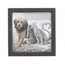 Pencil Vs Camera - Dog and Cat Premium Jewelry Box