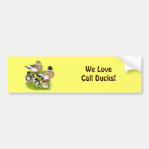 Penciled Call Duck Family Bumper Stickers