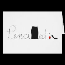 Penciled In Black Skirt cards
