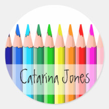 Pencils - Customized Round Stickers