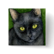 Penelope The Lucky Black Cat Button