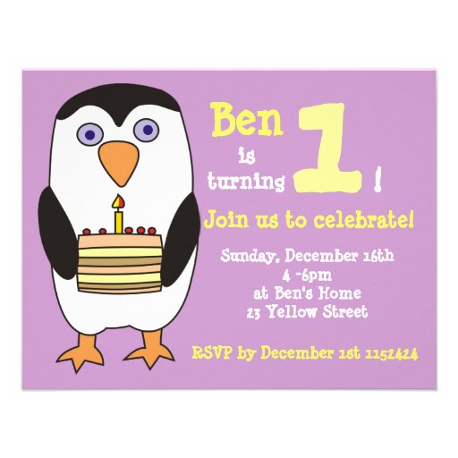 Penguin 1st Birthday Invitation, Birthday Party