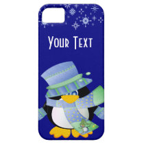 penguin, iphone, case, custom, birthday, wedding, gift, blue, snowflakes, [[missing key: type_casemate_cas]] with custom graphic design