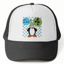 Penguin 4th Birthday Tshirts and Gifts hats