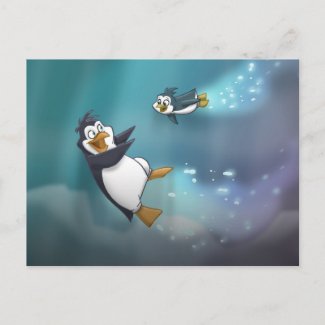 Penguin and Child Post Card