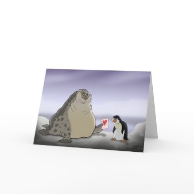 Penguin and Seal Valentine's Day Card by adrianropp