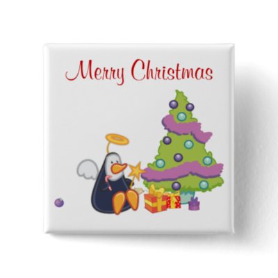 Penguin Angel Christmas buttons