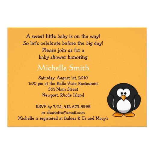 penguin; baby shower custom invite