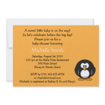 penguin; baby shower custom invite