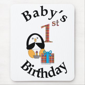 Penguin Baby's First Birthday Mousepad