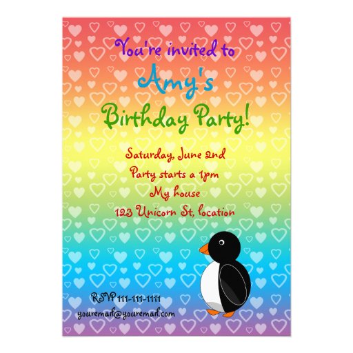Penguin birthday invitation