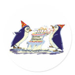 PeNgUiN BiRtHdAy Round Stickers
