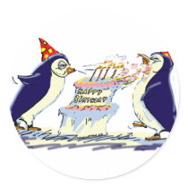 PeNgUiN BiRtHdAy Round Sticker