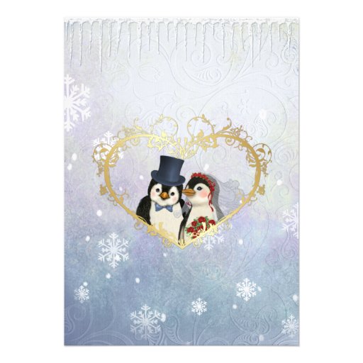 Penguin Bride and Groom Wedding Invitation