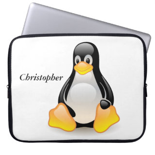 Penguin cartoon personalized custom boys name computer sleeves