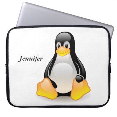 Penguin cartoon personalized custom girls name laptop sleeves